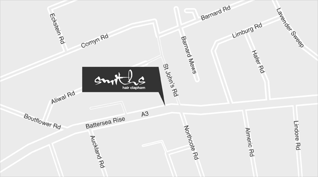 Map of SW11 showing Smiths Salon